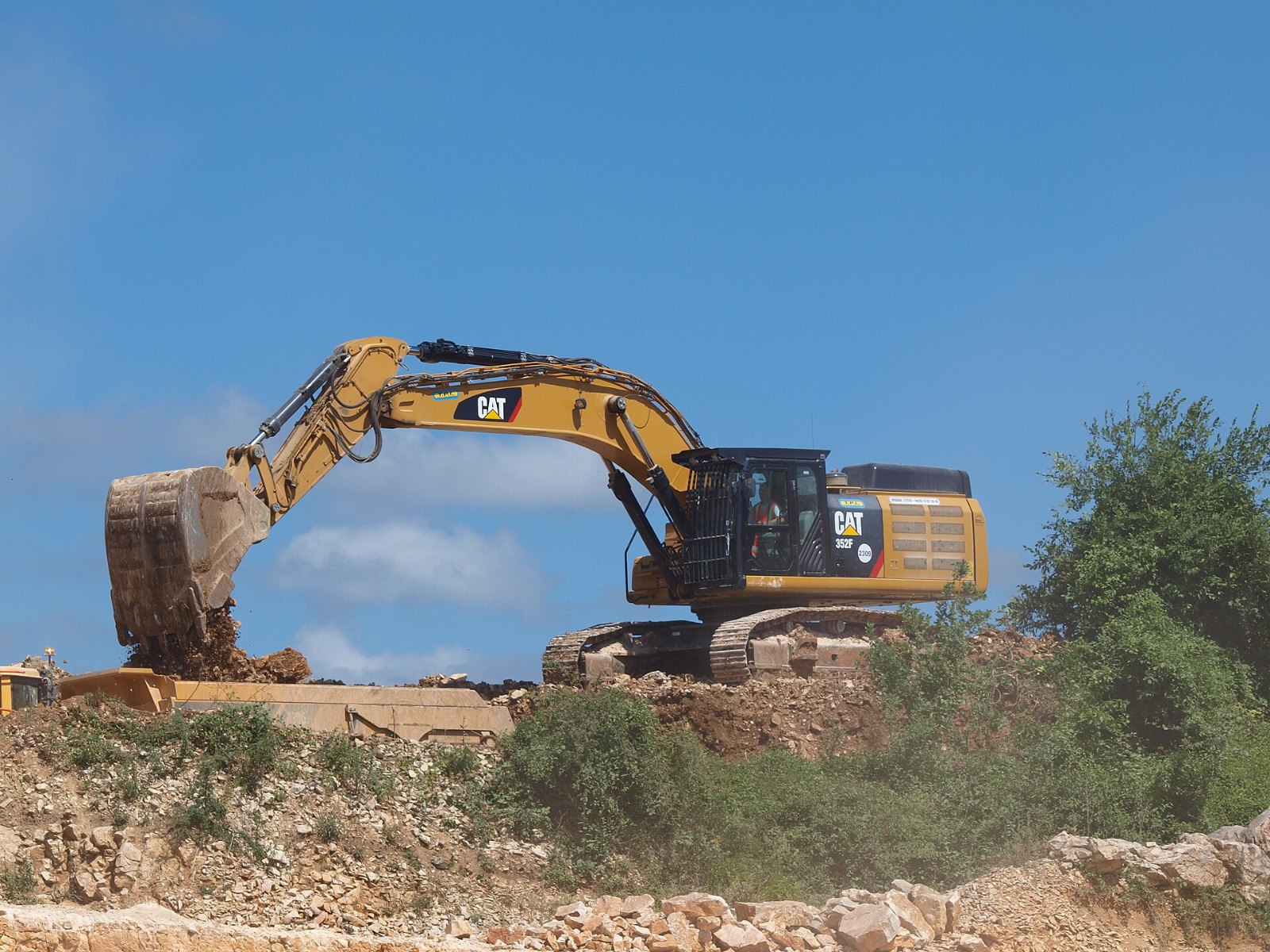 Caterpillar excavator at a quarry
