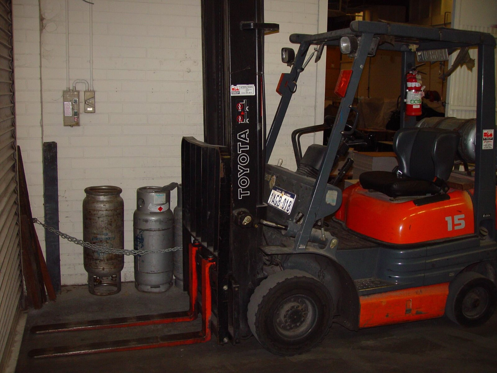 Toyota forklift inside a warehouse